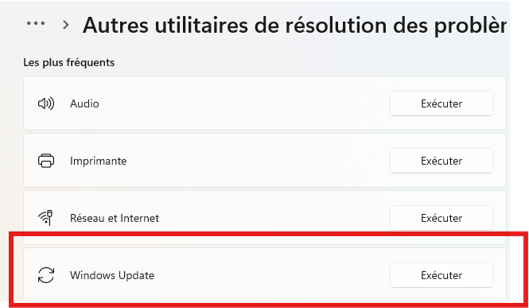 Lancer l'utilitaire de résolution de problèmes intégré à Windows
